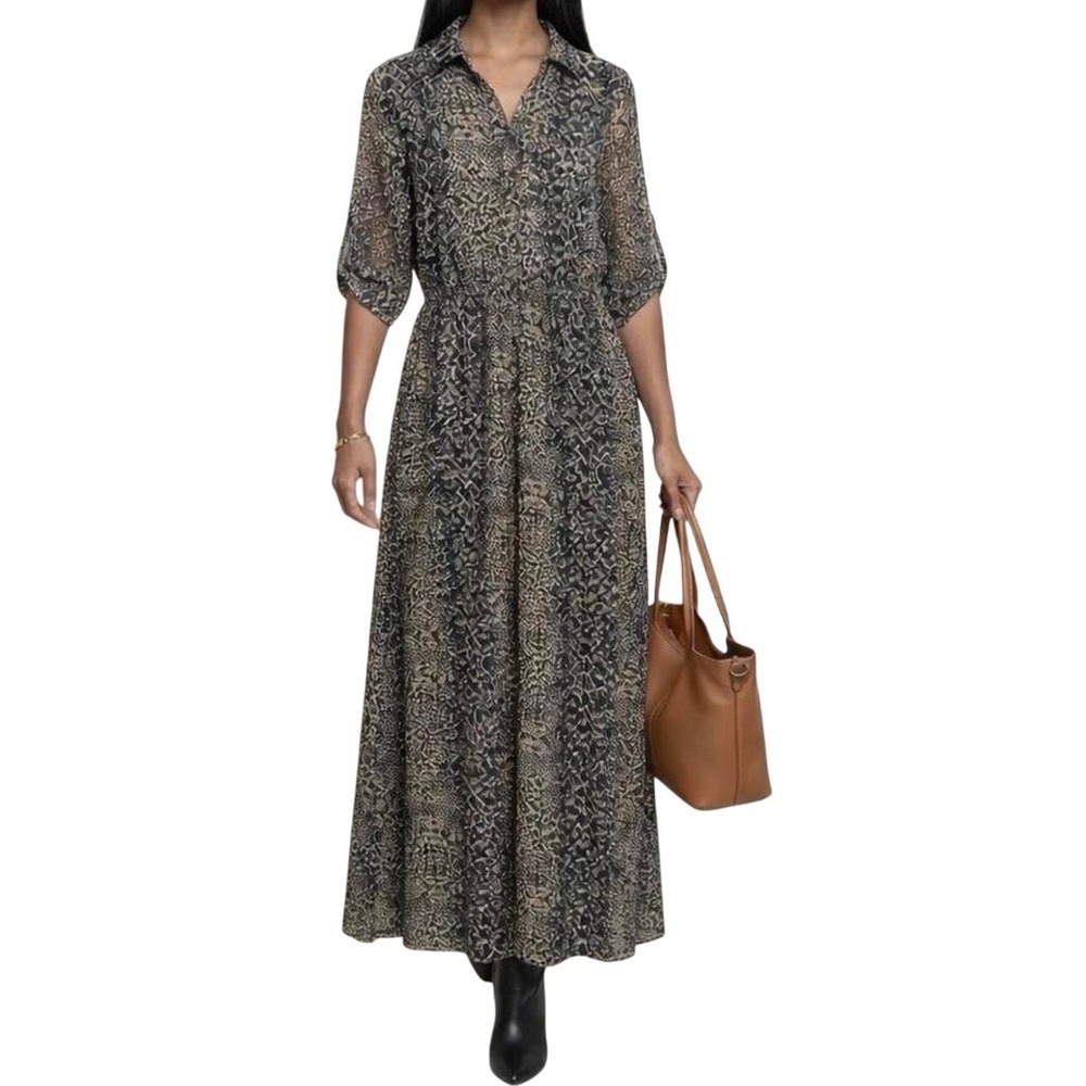 Moda International XS‎ Sheer Snakeskin Maxi Shirt Dress VTG Victoria Secret